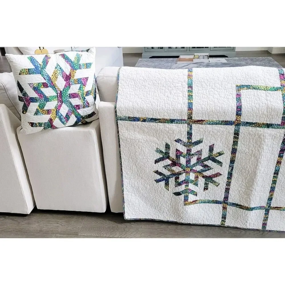 Rare Twin Size Vintage Quilt with Pillow Star design Multicolor